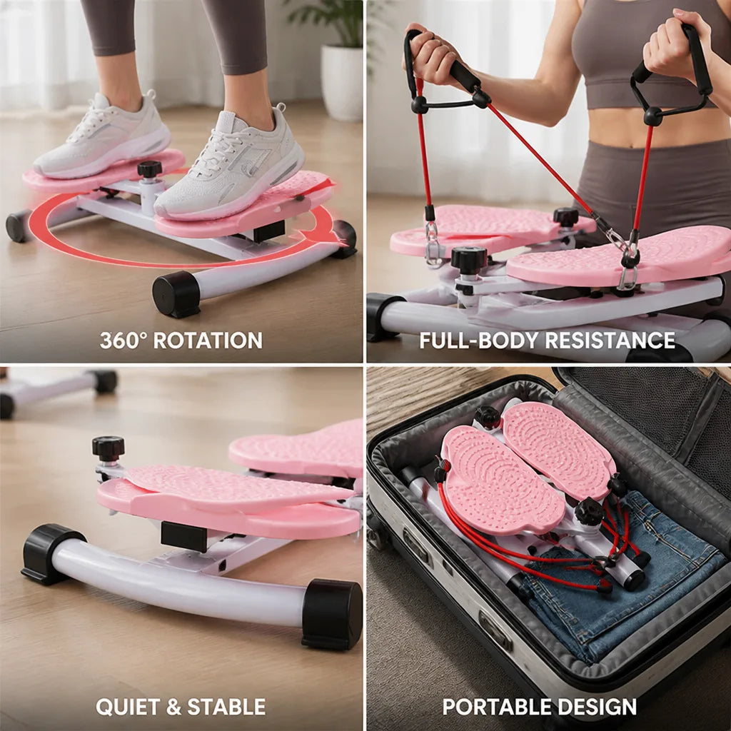 Core Twist Board Dual-Axis 360 Rotation & Resistance Bands