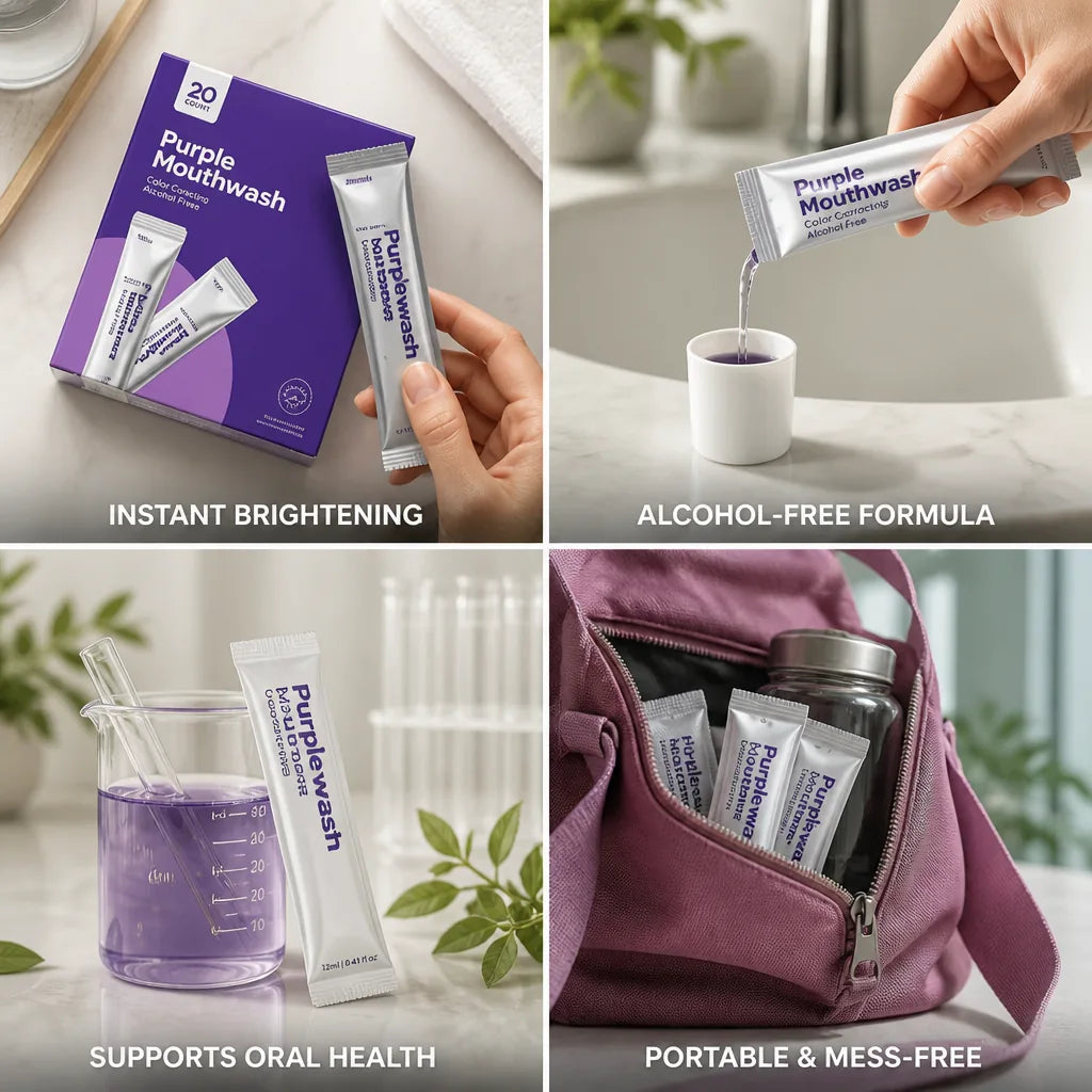 Mouthwash Sachets Single Use Color Correcting Alcohol Free