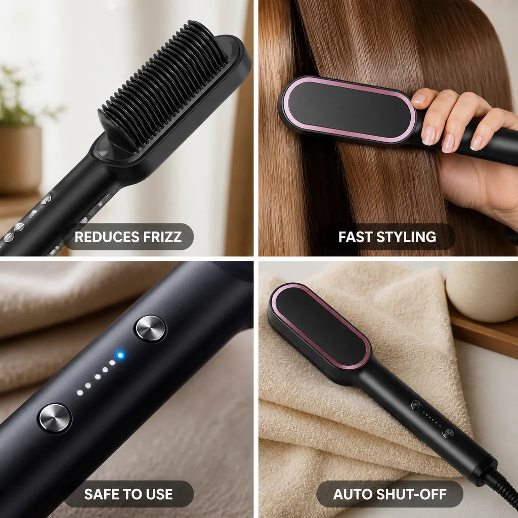 Hair Styling Comb Negative Ion Anti-Frizz 30-Min Auto-Off