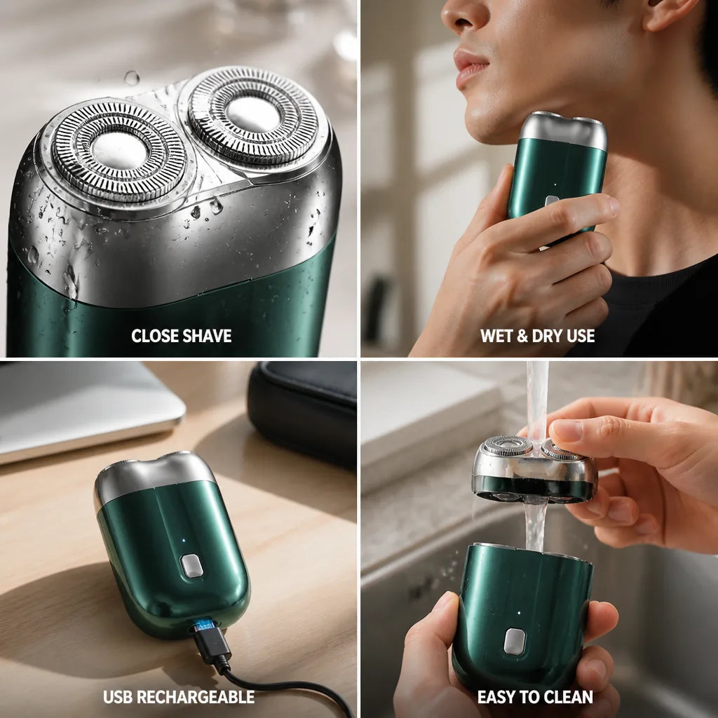 Pocket Shaver 3D Floating Blades USB Rechargeable Wet-Dry Washable