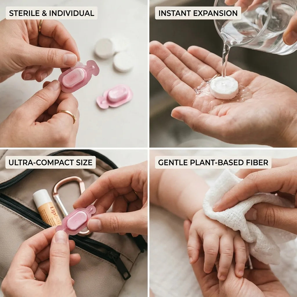Compressed Travel Towels Sterile & Plant-Based 30 Pack