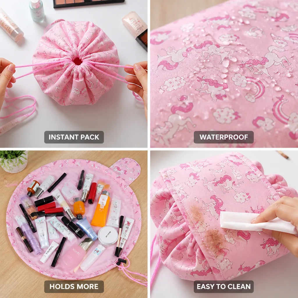 Makeup Pouch Drawstring Quick Pack Waterproof Polyester