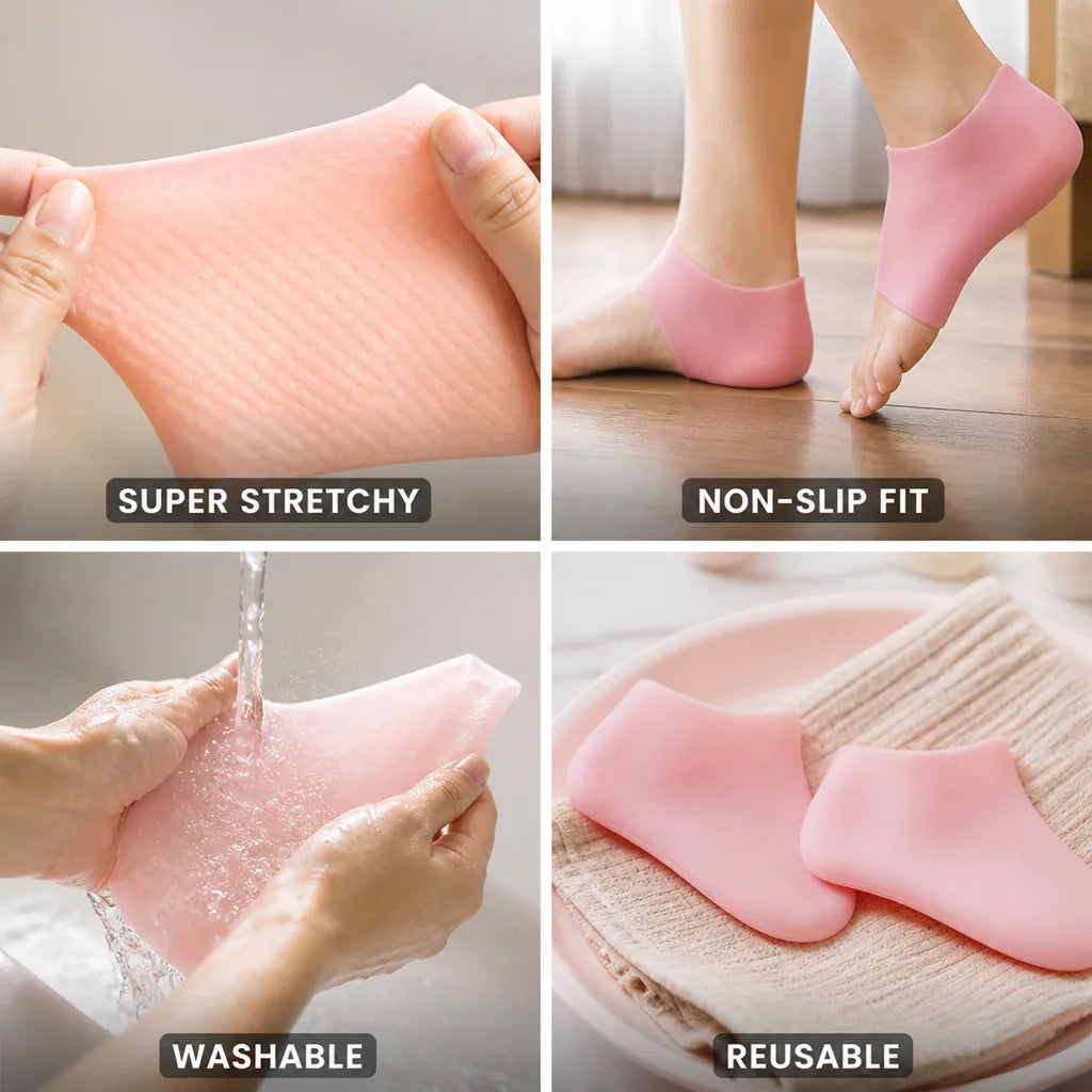 Heel Socks Silicone Gel Lining Washable & Reusable