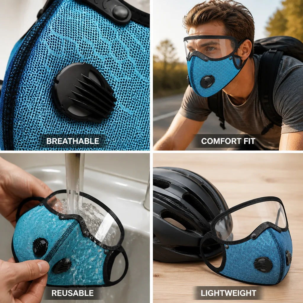 Dust Mask Activated Carbon Filter Breathable Adjustable Straps