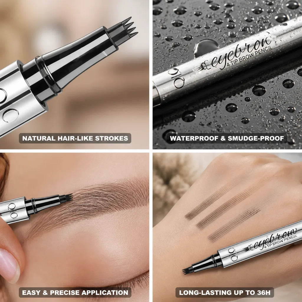 Eyebrow Pen 4-Pronged Tip Waterproof & Smudge-Proof