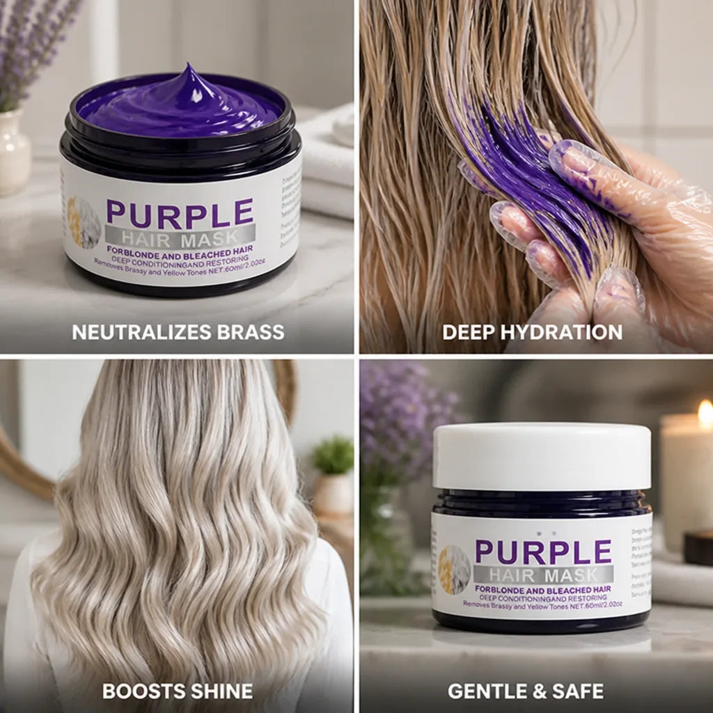 Hair Mask Purple Tone-Correcting Hydrating For Blonde & Gray