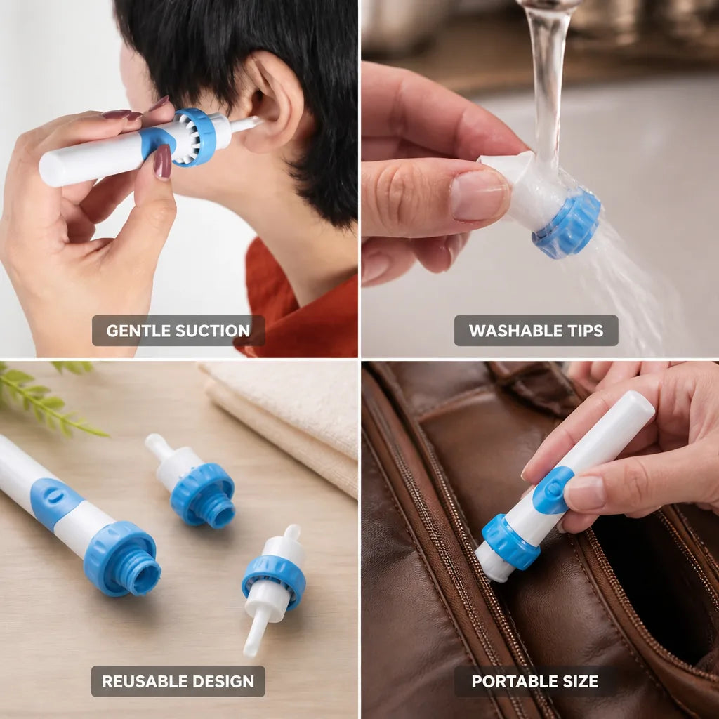 Earwax Cleaner Gentle Suction Washable Silicone Tips