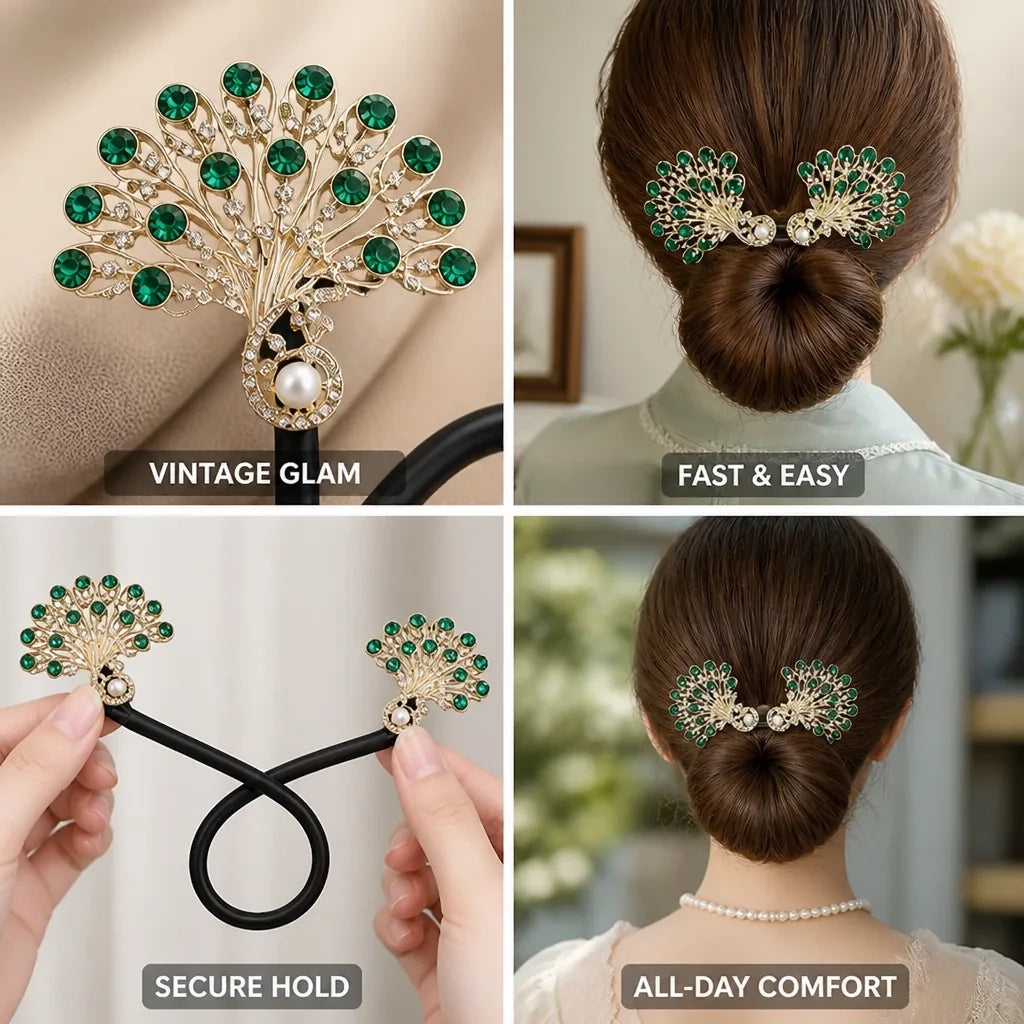 Ponytail Clip Vintage Rhinestone & Faux Pearl All-Day Hold