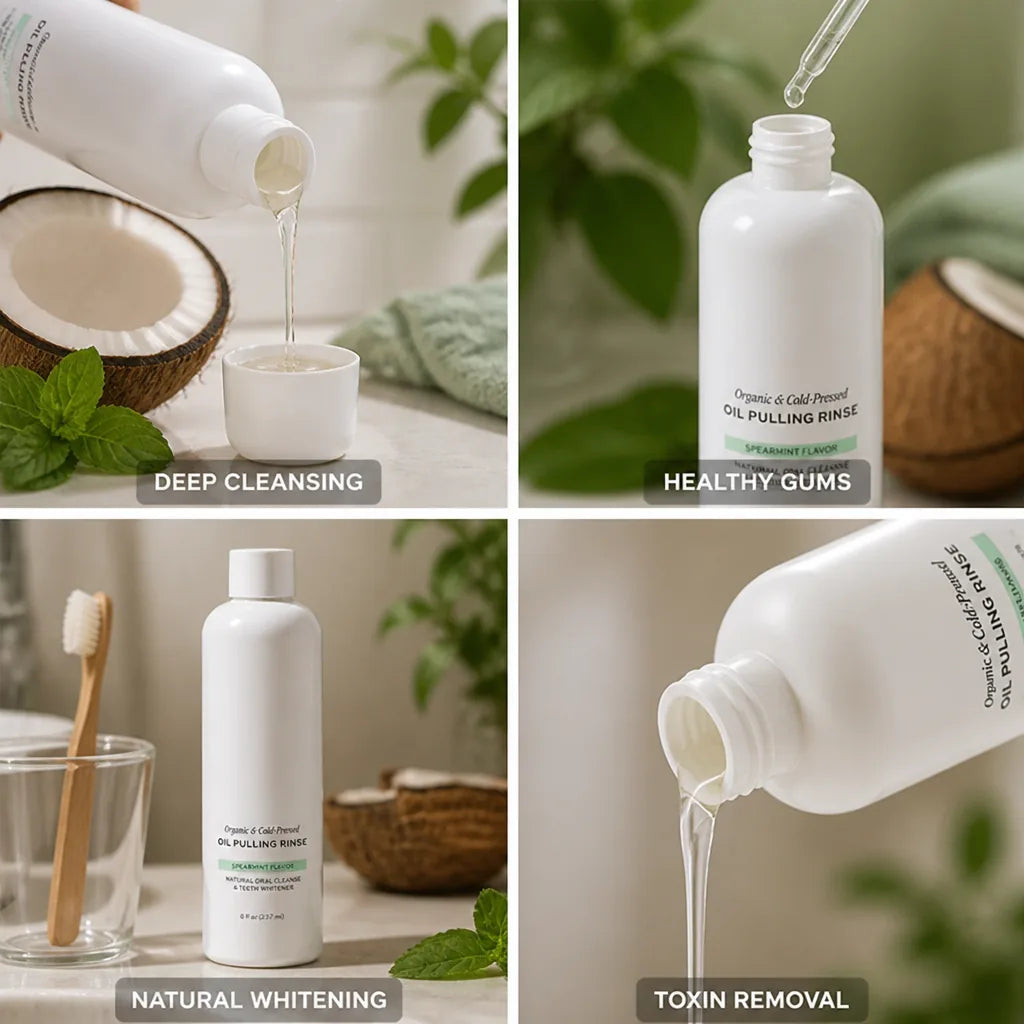 Oil Pulling Rinse Cold-Pressed Coconut Oil & Essential Oils