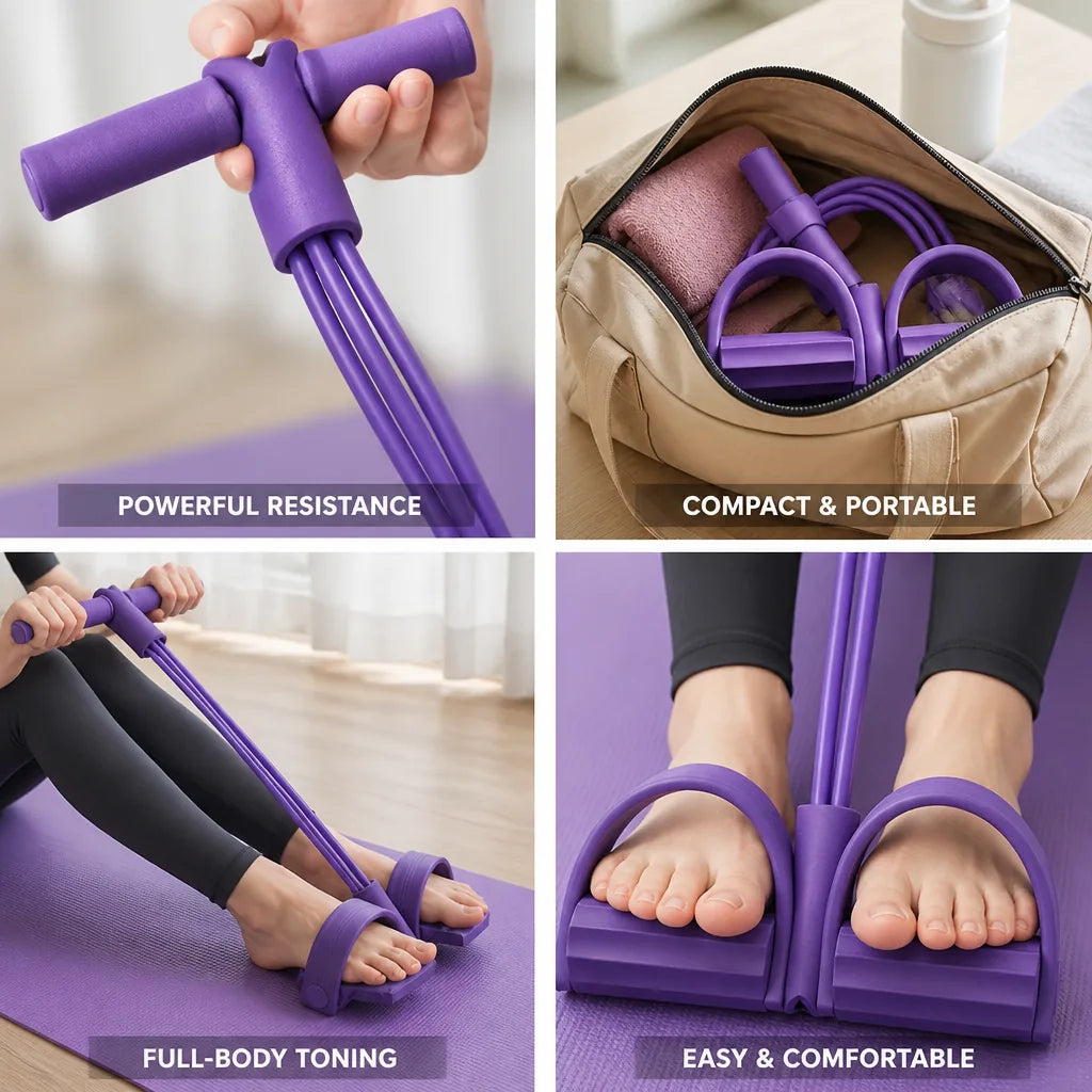 Multi Tube Fitness Puller Portable Adjustable Resistance
