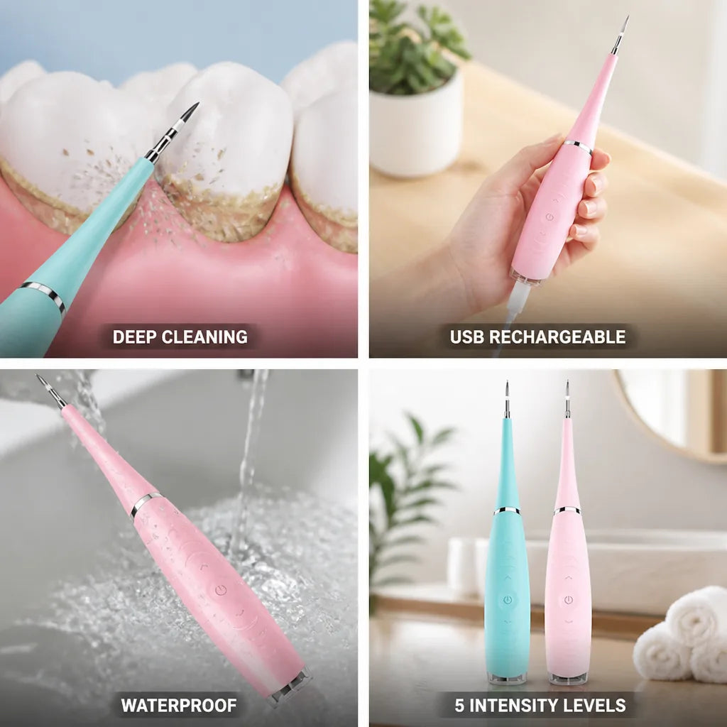 Ultrasonic Teeth Cleaner 12,000 Vibrations USB Rechargeable & Waterproof