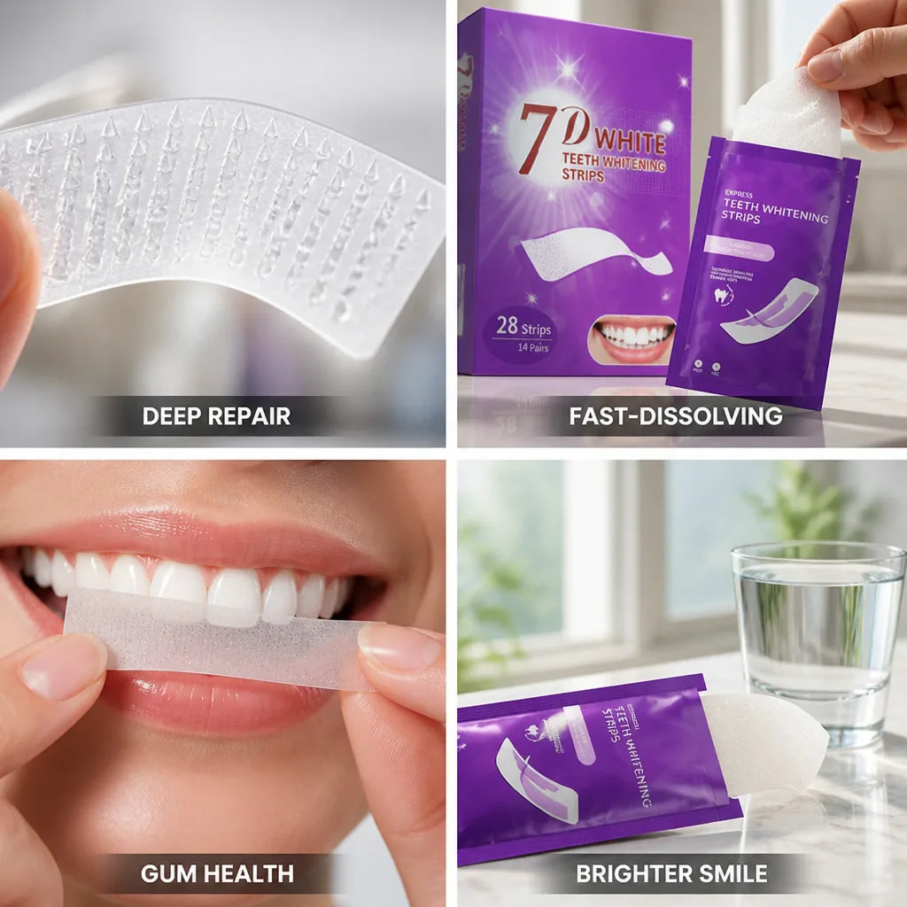 Whitening Strips Fast-Dissolving Microneedle Enamel Strengthening & Gum Health