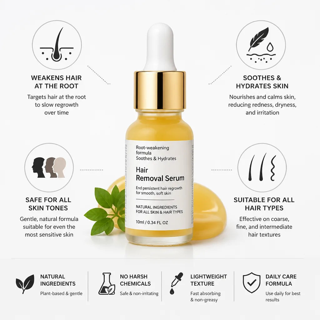Hair Removal Serum Root-Weakening Formula Soothes & Hydrates 10ml