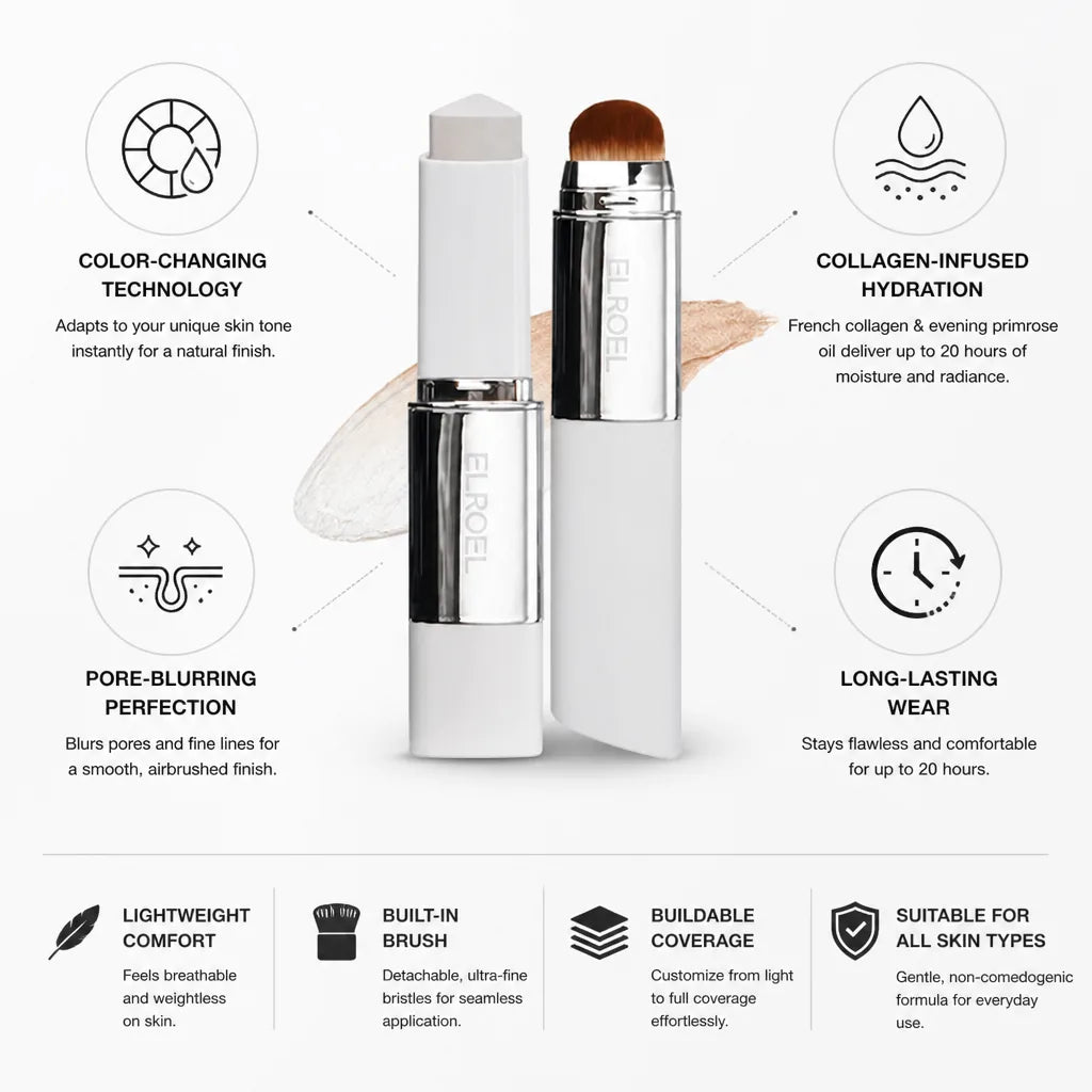Color-Changing Stick Foundation Collagen-Infused Pore-Blurring