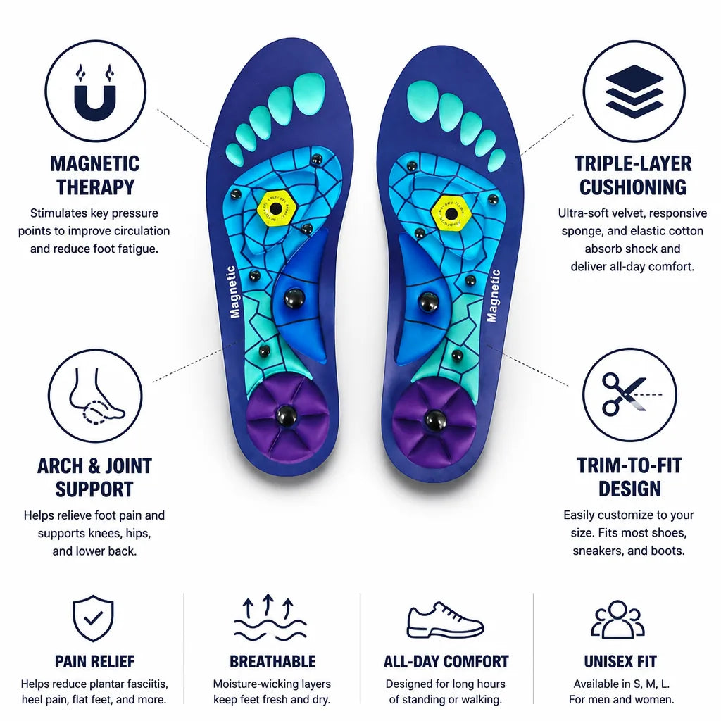 Insoles Magnetic Therapy Triple-Layer Cushioning