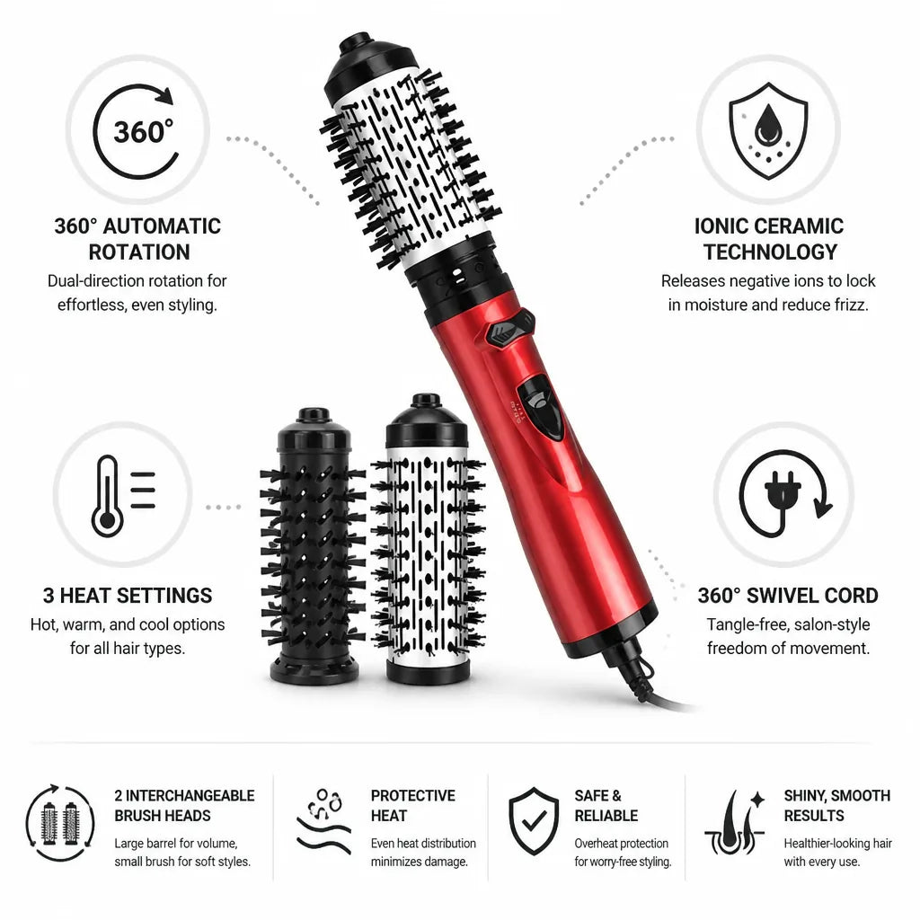 Hot Air Styler Rotating Brush Heads Ionic Ceramic