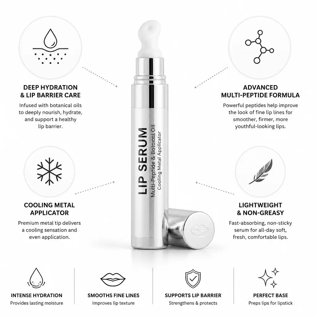 Lip Serum Multi-Peptide & Botanical Oil Cooling Metal Applicator