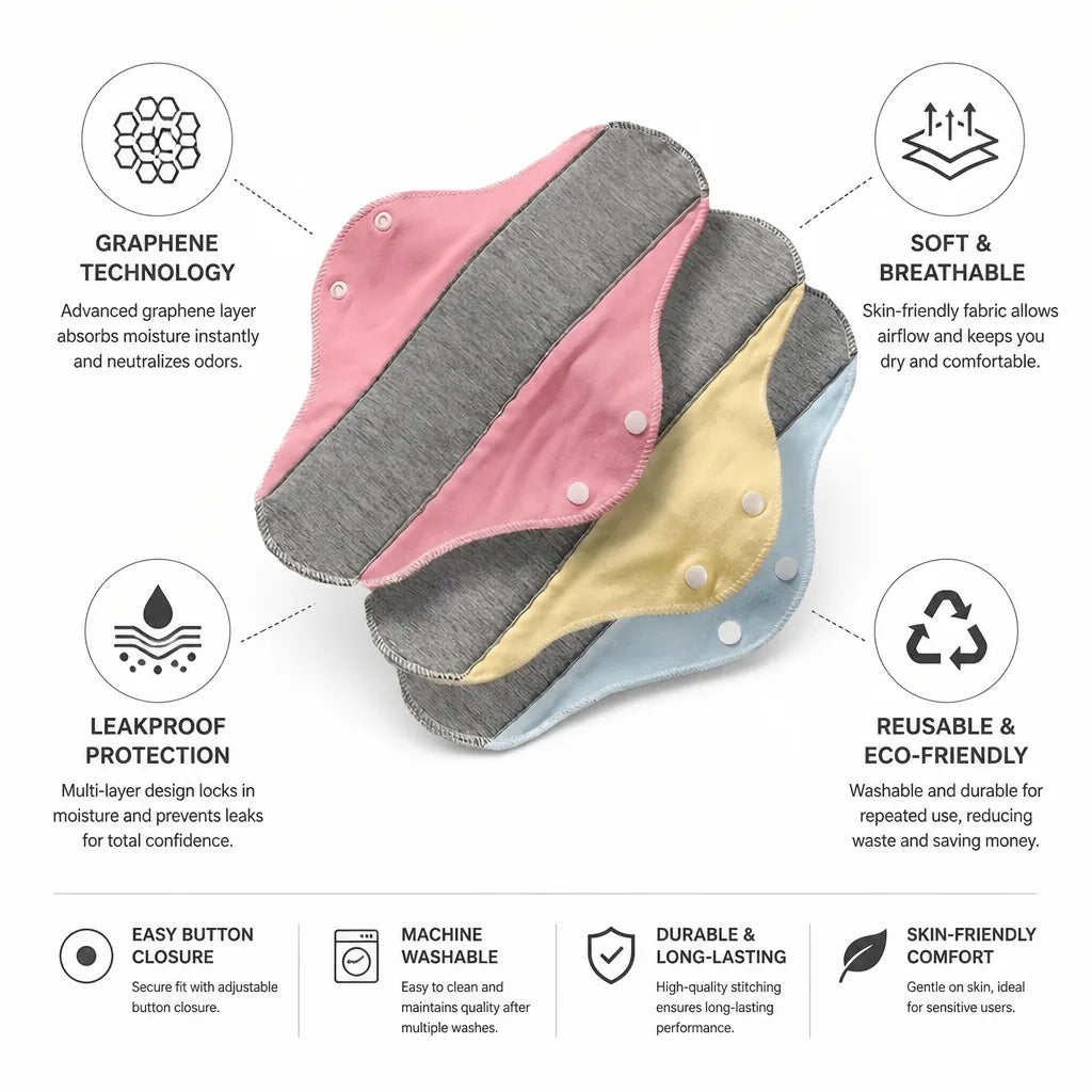 Women's Reusable Pad Graphene Leakproof Washable