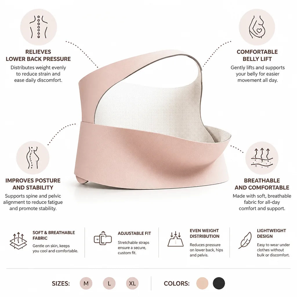 Maternity Support Belt Ergonomic Belly Lift Adjustable Fit Breathable