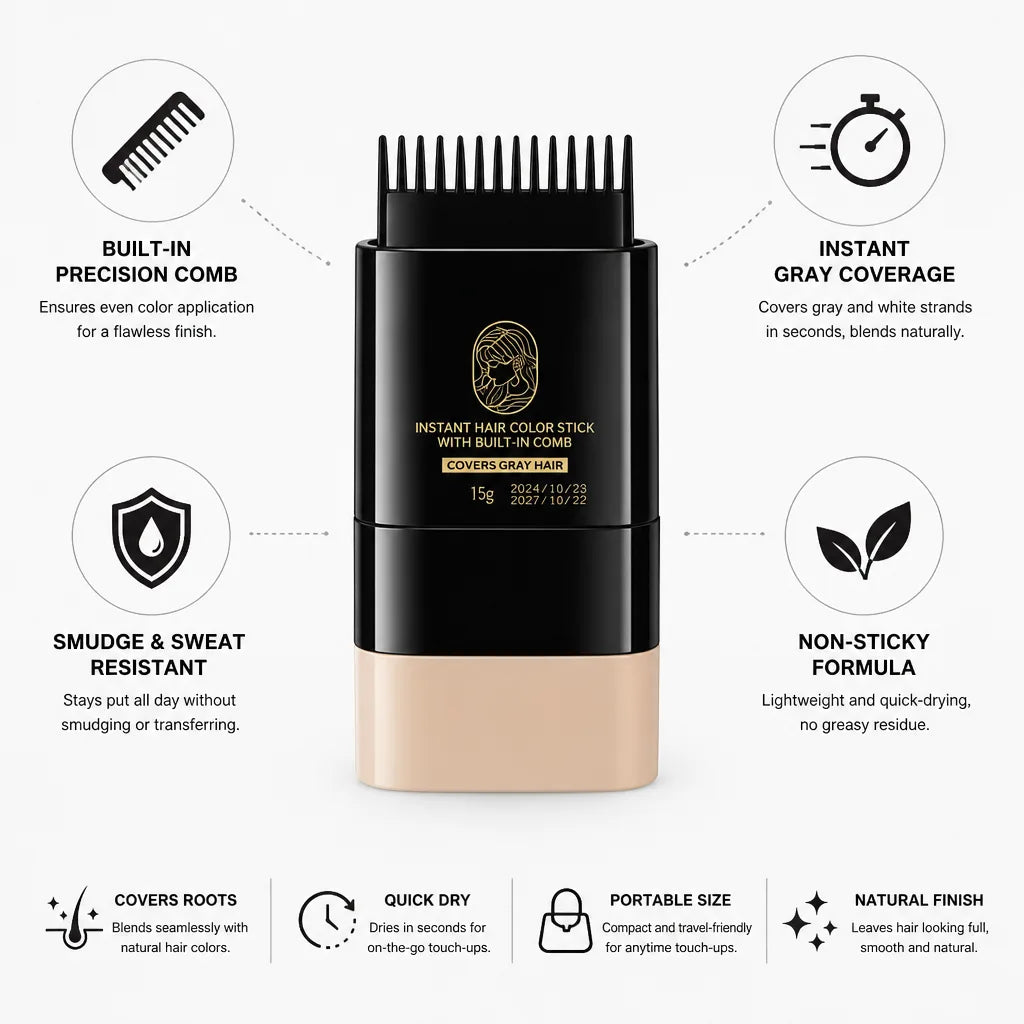 Root Touch-Up Stick Precision Comb Quick-Dry & Smudge-Resistant