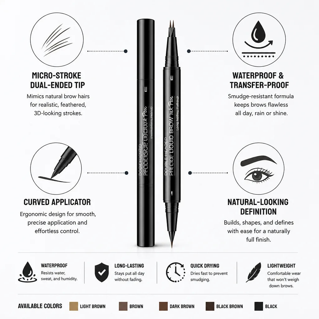 Brow Pen Dual-Ended Micro-Stroke Waterproof & Smudge-Proof
