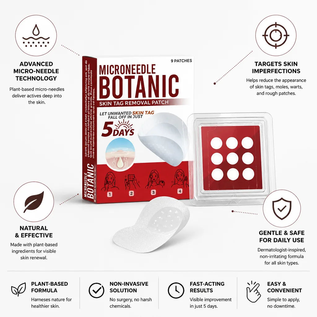Skin Renewal Patch Plant-Based Micro-Needles Targets Tags & Moles