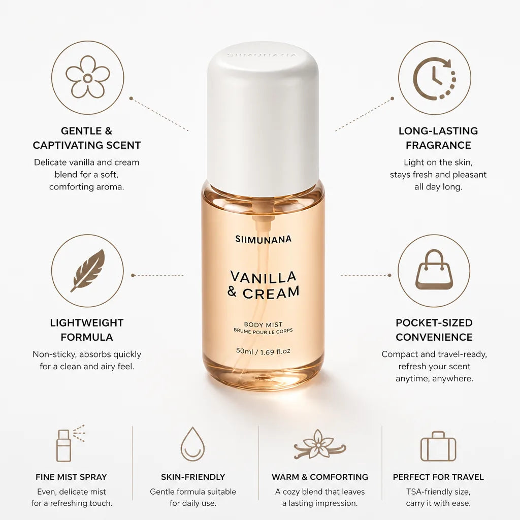 Body Mist Vanilla & Cream Long-Lasting Pocket-Sized