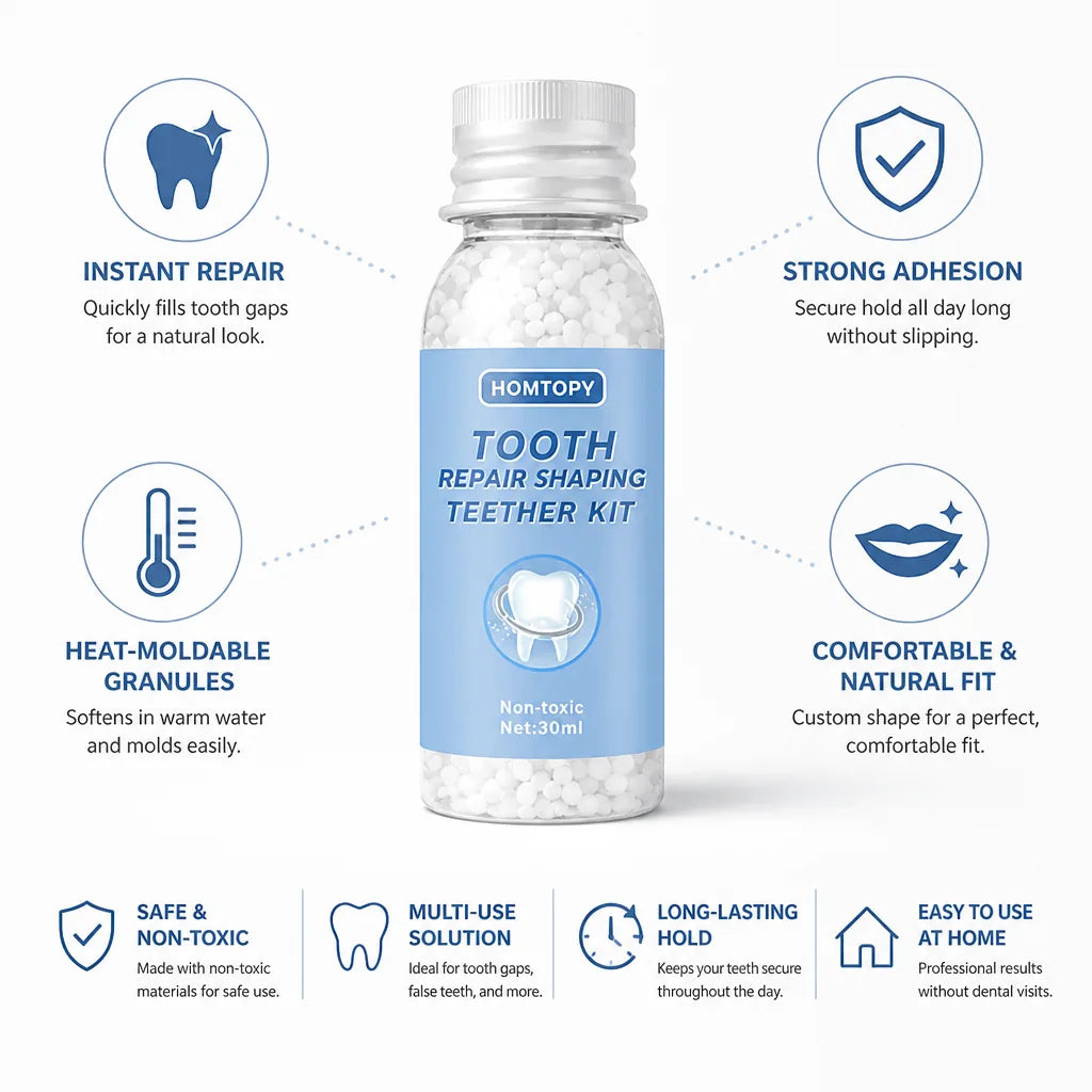 Tooth Repair Kit Heat-Moldable Granules Secure All-Day Fit