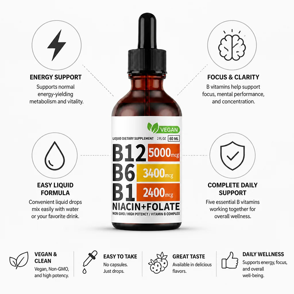 B-Complex Liquid Drops 5-in-1 Energy & Focus