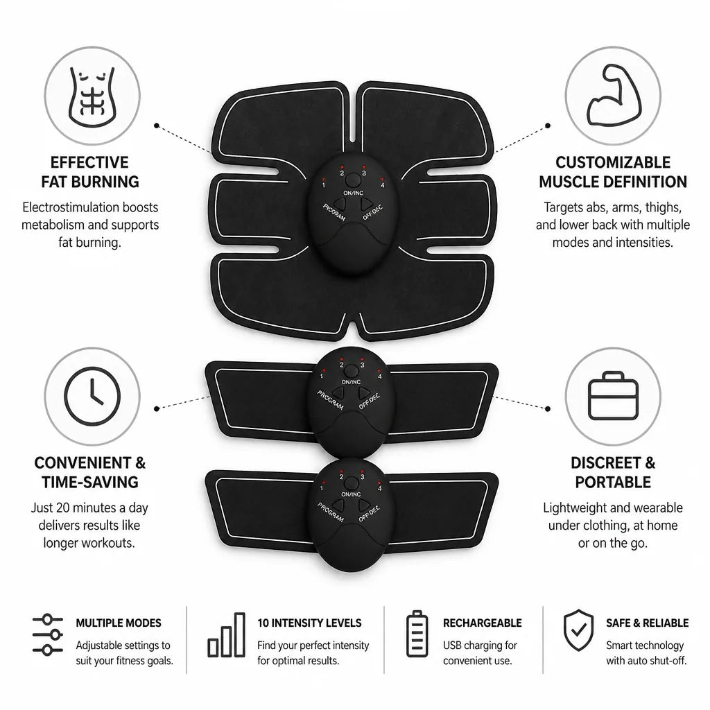 Abdominal Trainer EMS Muscle Stimulator Discreet & Portable