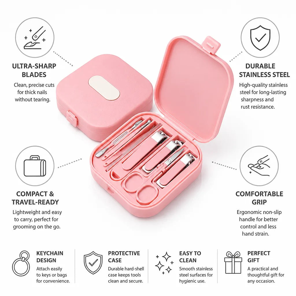 Nail Clipper Ultra-Sharp Stainless Steel Keychain Case