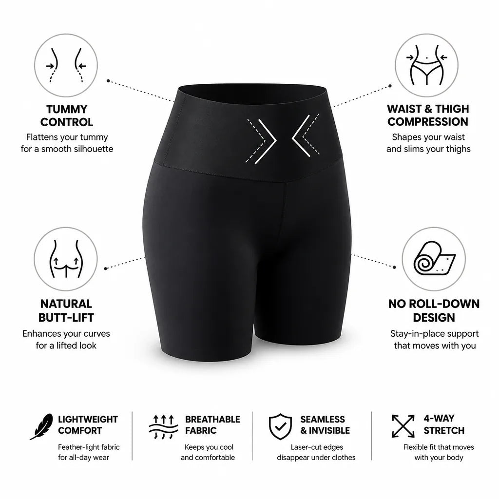 Sculpting Shorts Seamless Laser-Cut Tummy Control & Thigh Slimming