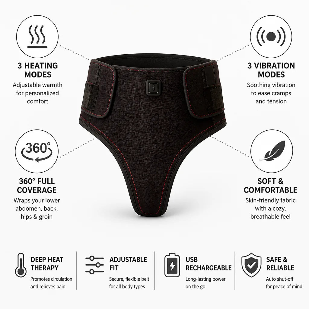 Menstrual Relief Belt Heat & Vibration 360 Degree Wrap