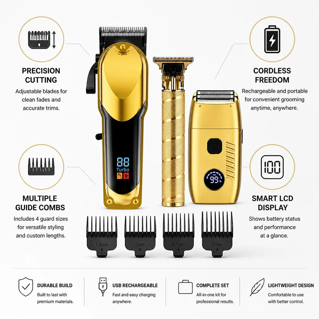 Hair & Beard Trimmer Cordless Rechargeable Adjustable Blade