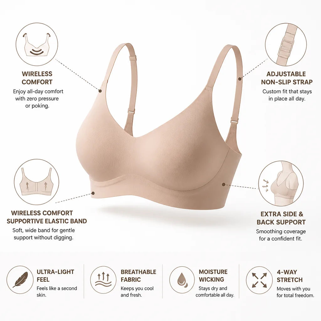 Seamless Bra W-Shaped Support & Molded Cups