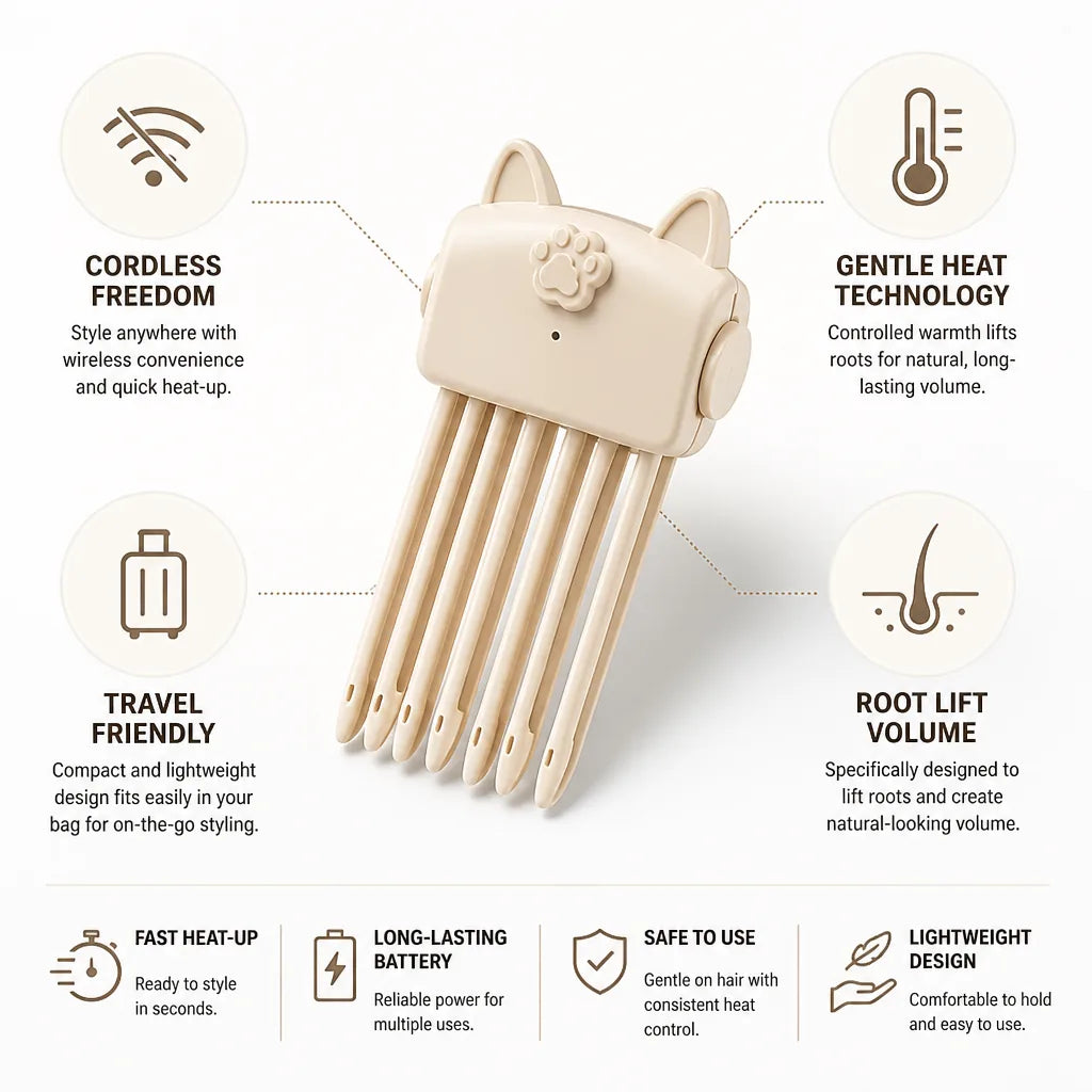 Hair Clip Root Lift Cordless & Heated Travel Friendly