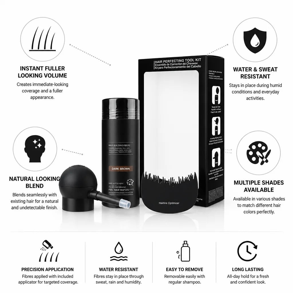 Hair Volumizing Fibers Natural-Looking Water-Resistant Applicator & Comb