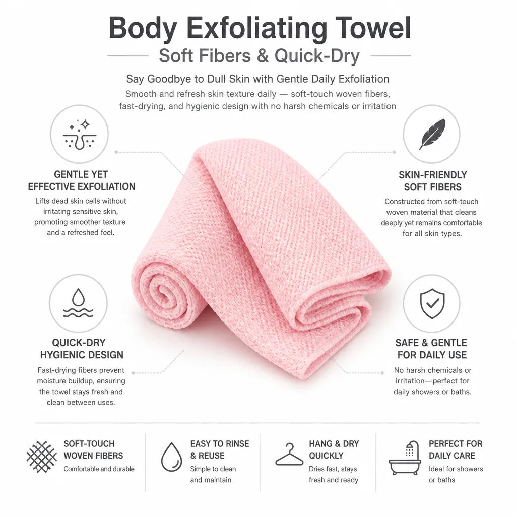 Body Exfoliating Towel Soft Fibers & Quick-Dry