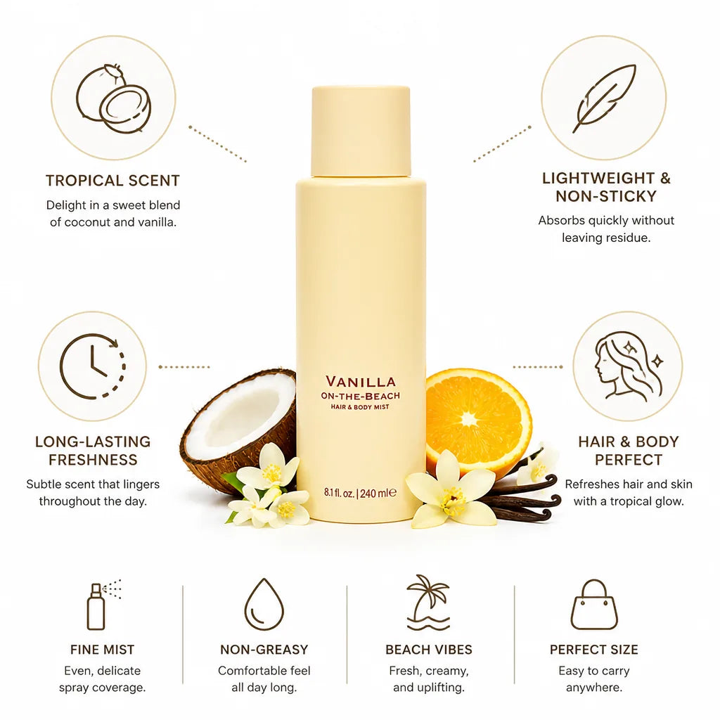 Hair & Body Mist Coconut Vanilla Lightweight Non-Sticky