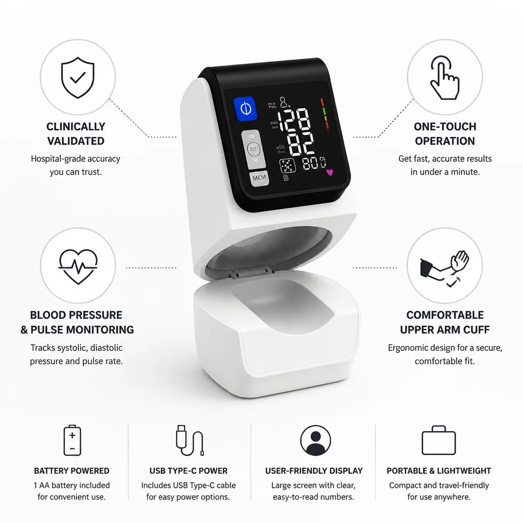 Upper-Arm Blood Pressure Monitor Clinically Validated One-Touch