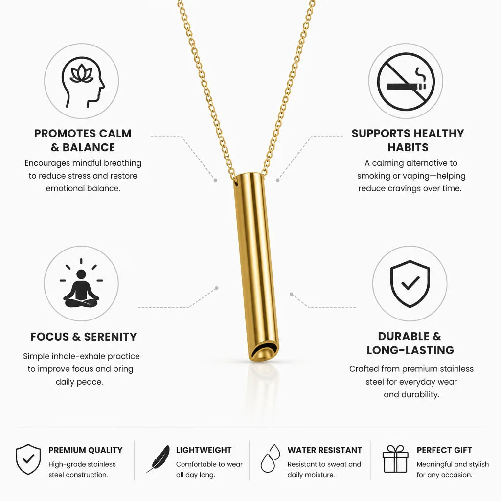 Necklace Mindful Breathing Minimalist Metal Tones