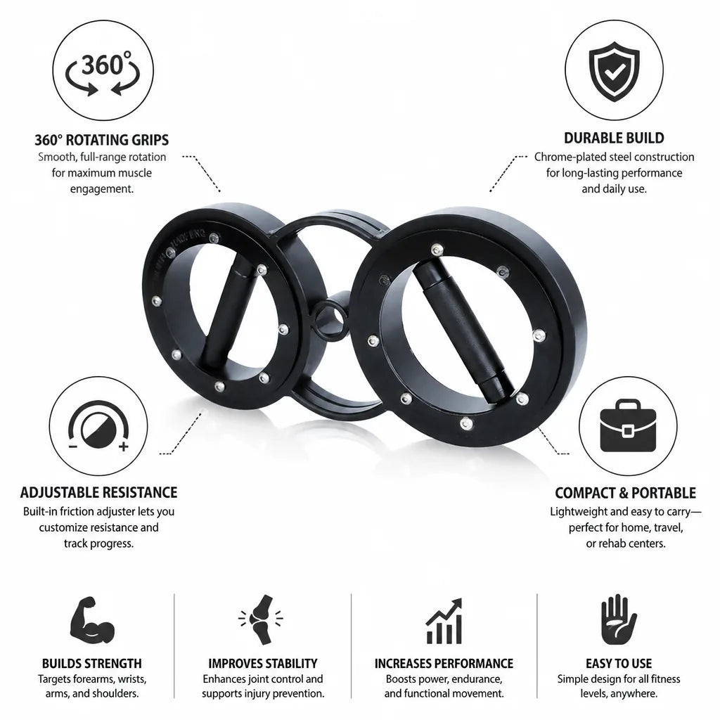 Rotational Trainer 360-Degree Rotating Grips Adjustable Resistance