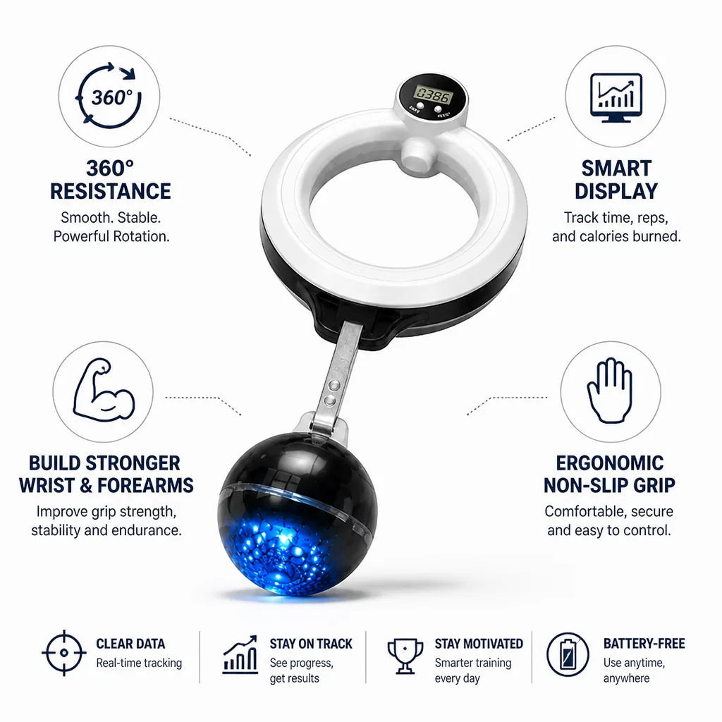 Wrist & Forearm Trainer 360° Rotation LCD Display