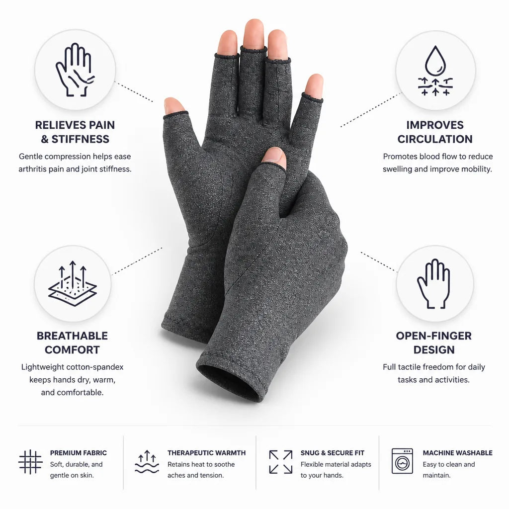 Compression Gloves Open-Finger Cotton-Blend