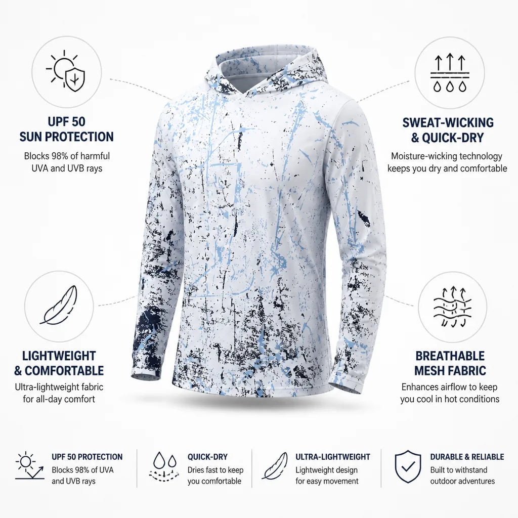 Men's Sun Hoodie UPF 50 Sweat-Wicking Quick-Dry