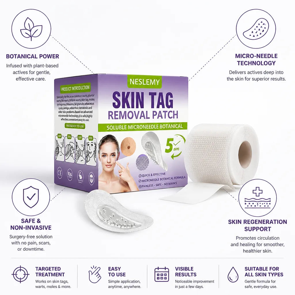 Skin Tag Removal Patch Microneedle Delivery Botanical Scar Free