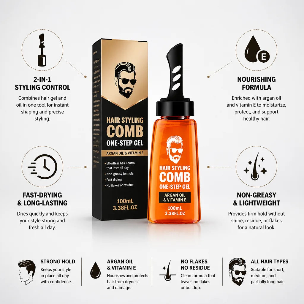 Hair Styling Comb One-Step Gel Argan Oil & Vitamin E