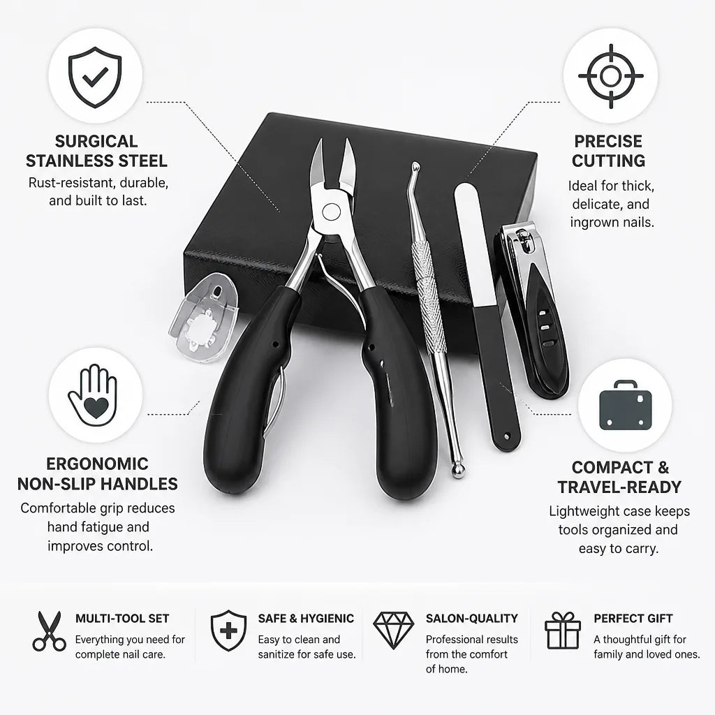 Nail Clippers & Scissors Surgical Stainless Steel Non-Slip Handles