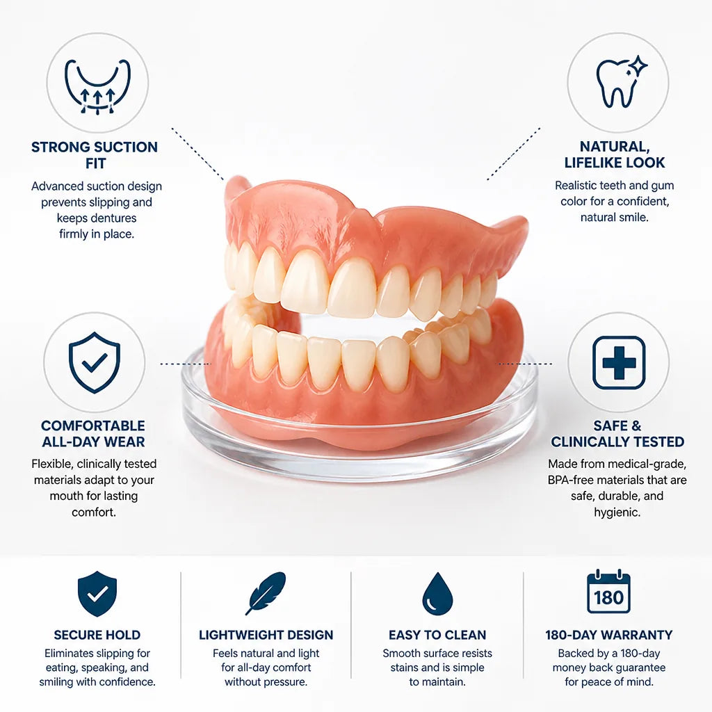 Full Dentures Suction Fit Natural-Looking & All-Day Comfort