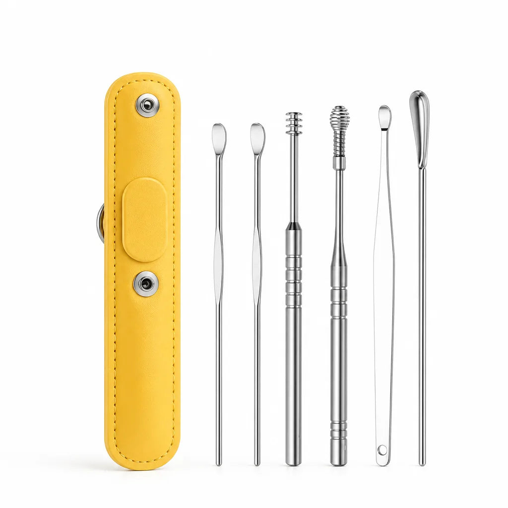Ear Cleaning Kit Stainless Steel Scoop & Spiral Tips